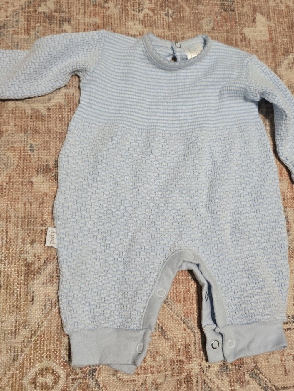 PATY Like New Baby Knit Footed One-Piece in Light Blue